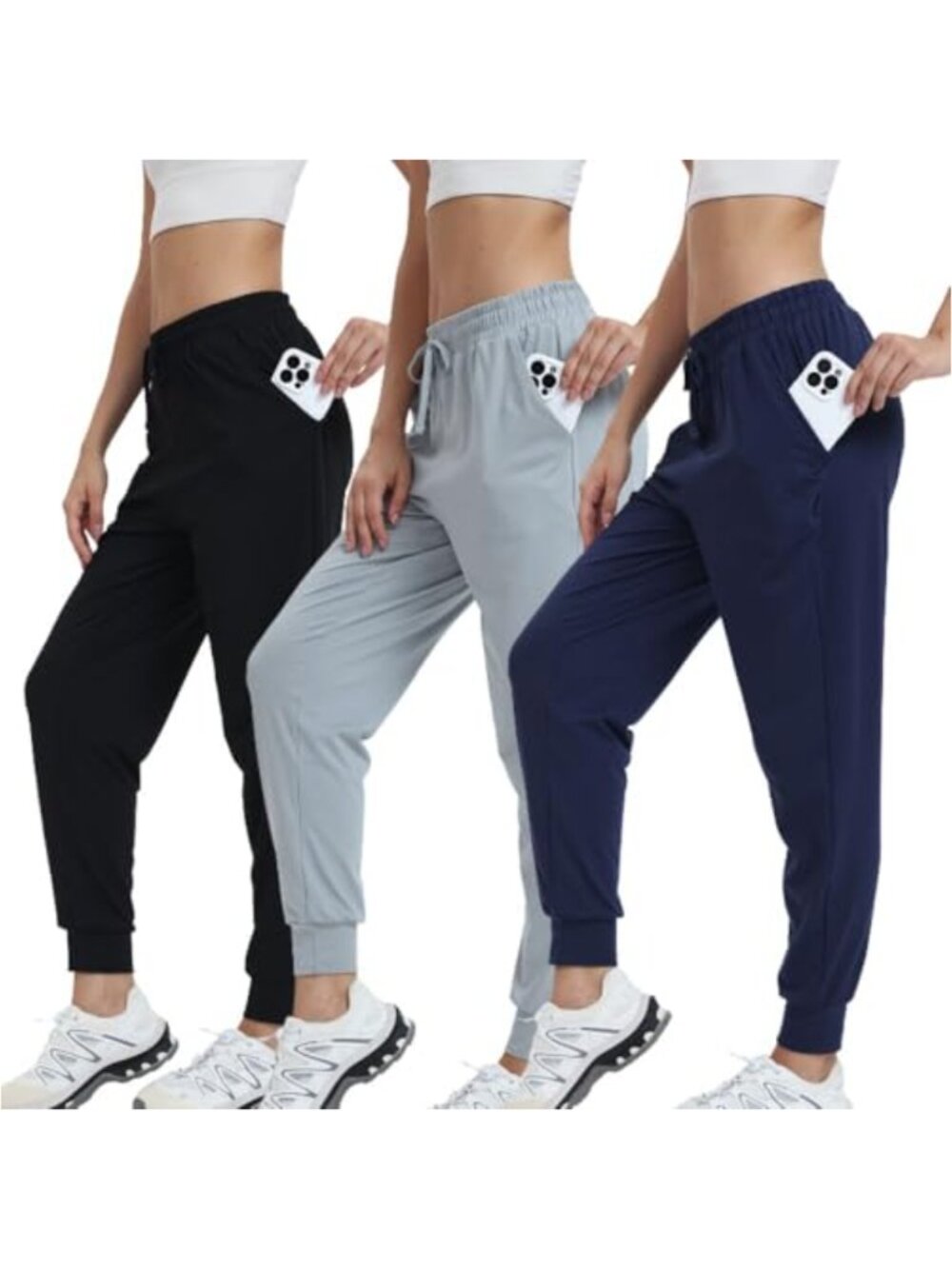 Women's 3-Pack Sweatpants Joggers High Waist Yoga Pants with Pockets